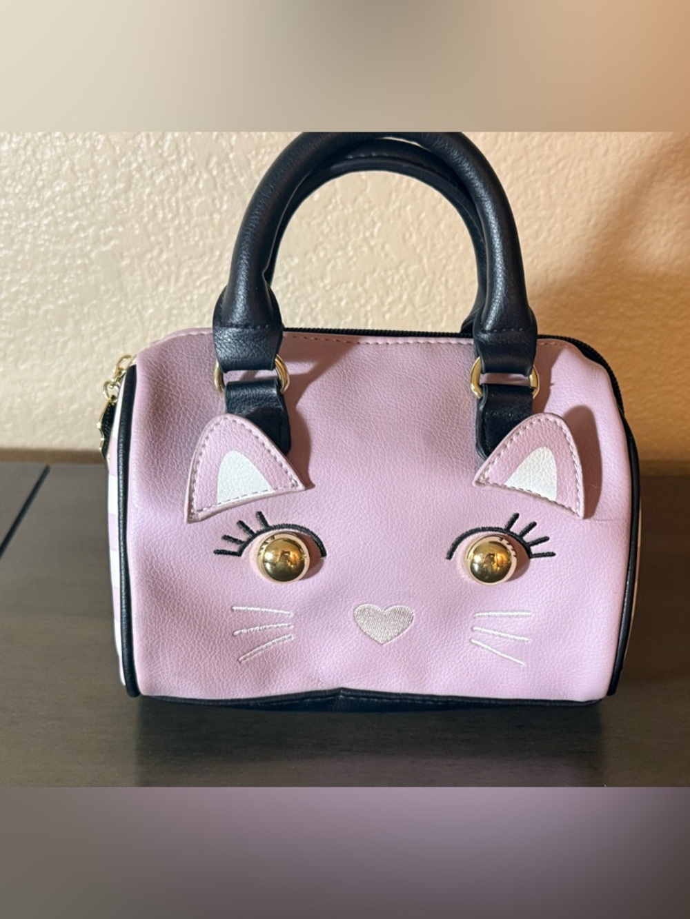 Betsey Johnson Pink Cat Face Mini Satchel Purse Novelty Bag